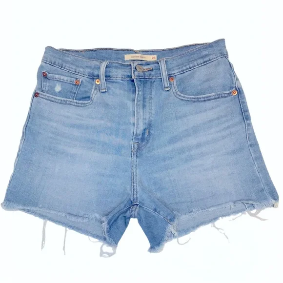 Levi’s High-Rise Frayed Hem Women’s Jean Shorts - 28 - Picture 6 of 13